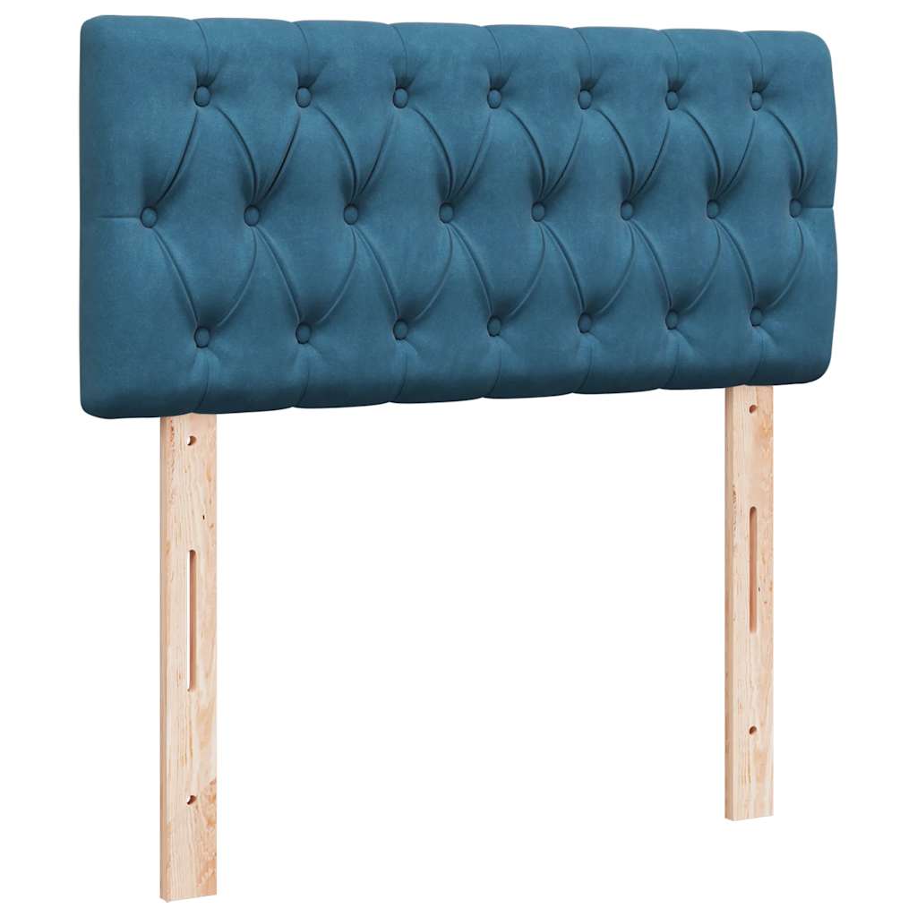 Cadre de lit ottoman avec matelas bleu foncé 100x200 cm velours