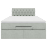 Cadre de lit ottoman avec matelas gris clair 120x190 cm velours