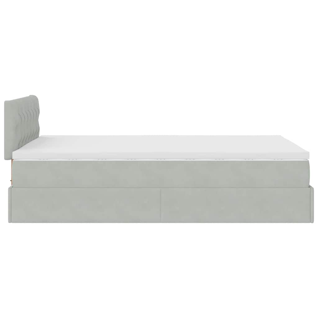 Cadre de lit ottoman avec matelas gris clair 120x190 cm velours