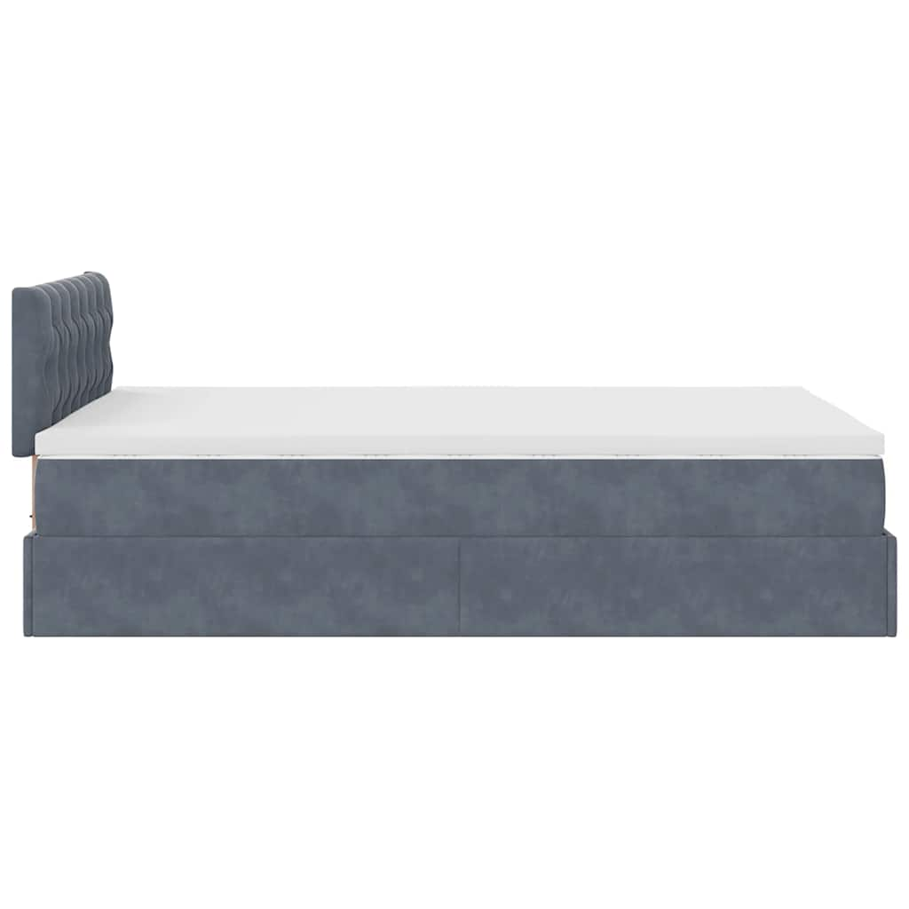 Cadre de lit ottoman avec matelas gris foncé 120x190 cm velours