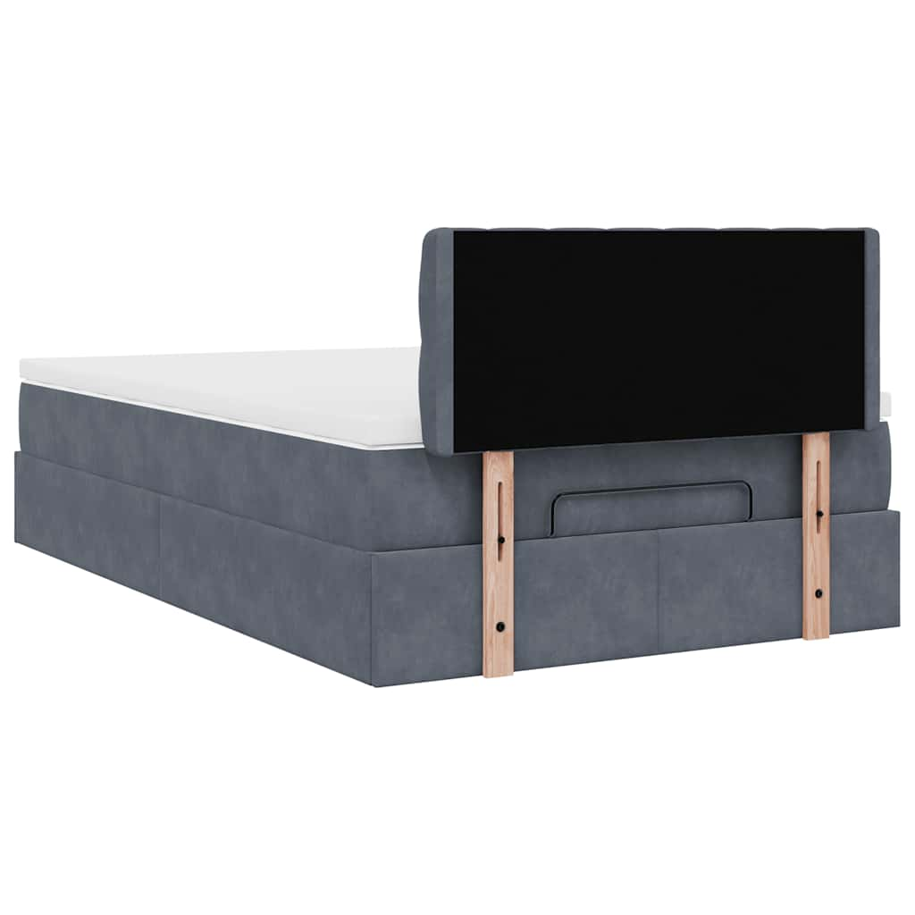 Cadre de lit ottoman avec matelas gris foncé 120x190 cm velours