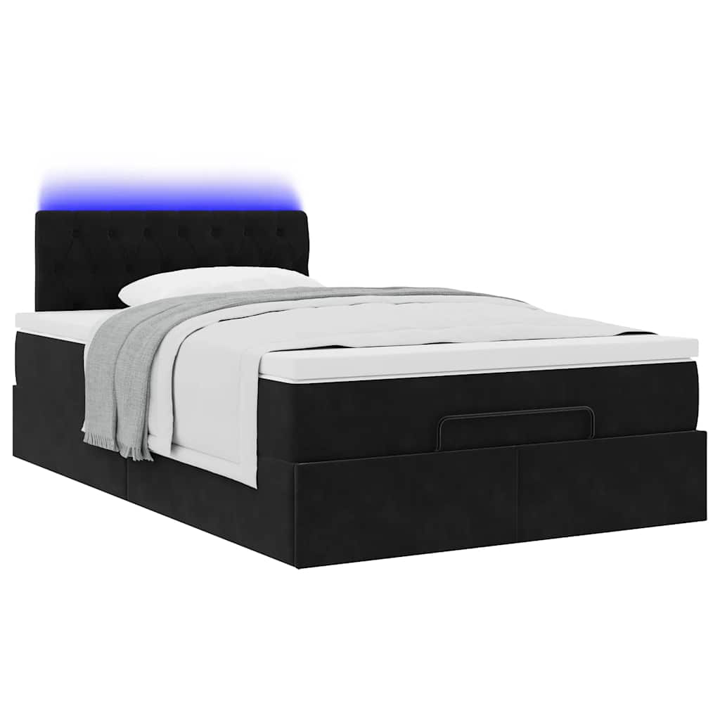 Cadre de lit ottoman avec matelas noir 120x190 cm velours