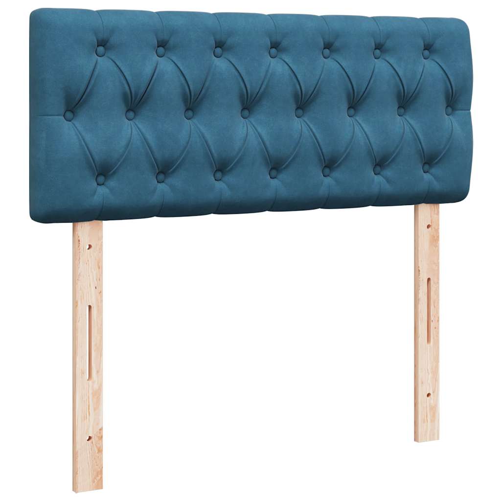 Cadre de lit ottoman avec matelas bleu foncé 120x190 cm velours