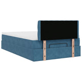 Cadre de lit ottoman avec matelas bleu foncé 120x190 cm velours