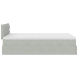 Cadre de lit ottoman et matelas gris clair 120x200 cm velours