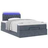 Ottoman bed frame and dark gray mattress 120x200 cm velvet