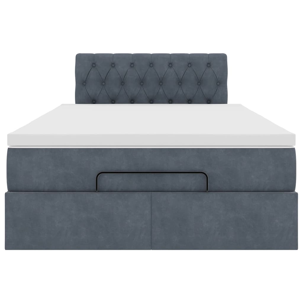 Ottoman bed frame and dark gray mattress 120x200 cm velvet