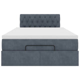 Ottoman bed frame and dark gray mattress 120x200 cm velvet