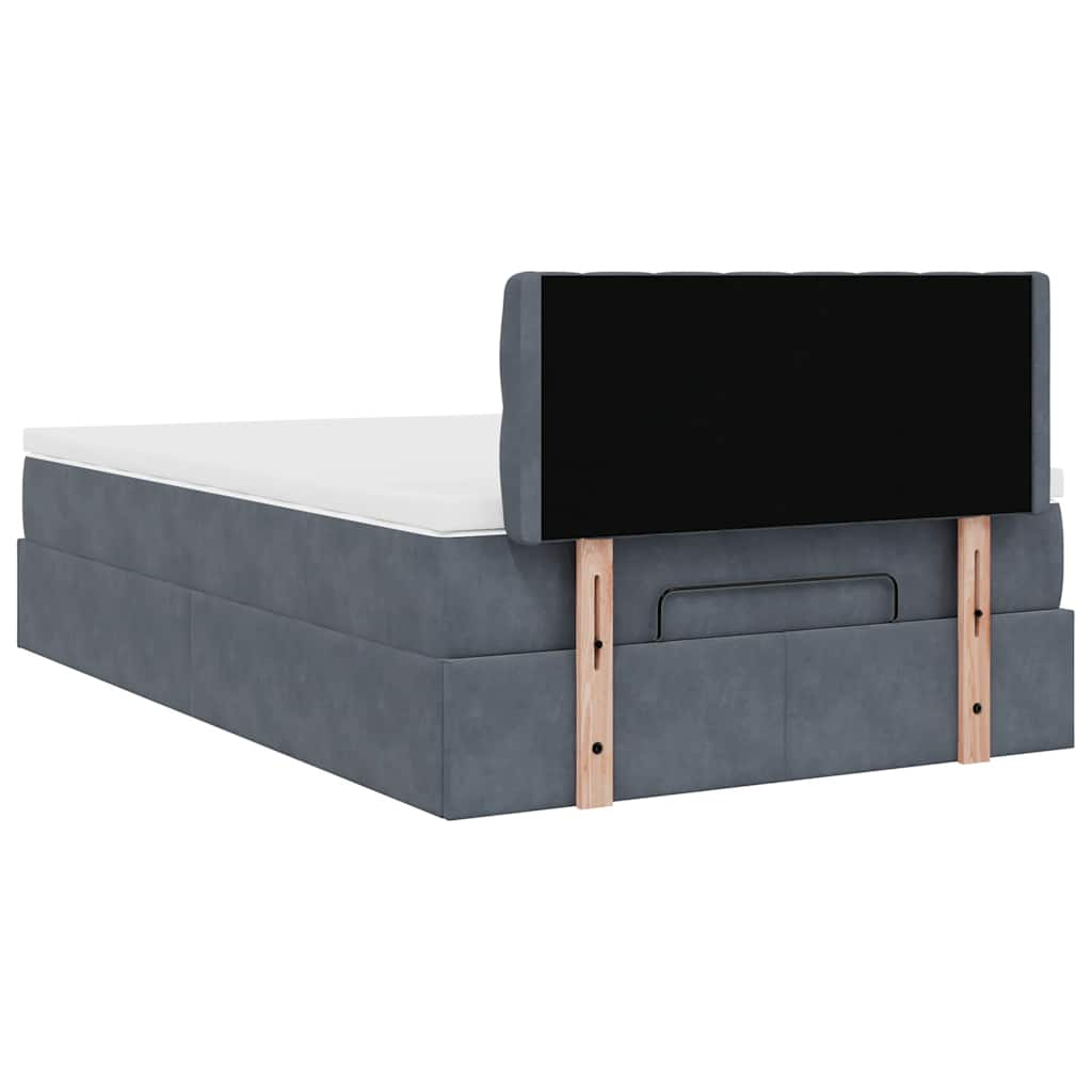 Ottoman bed frame and dark gray mattress 120x200 cm velvet