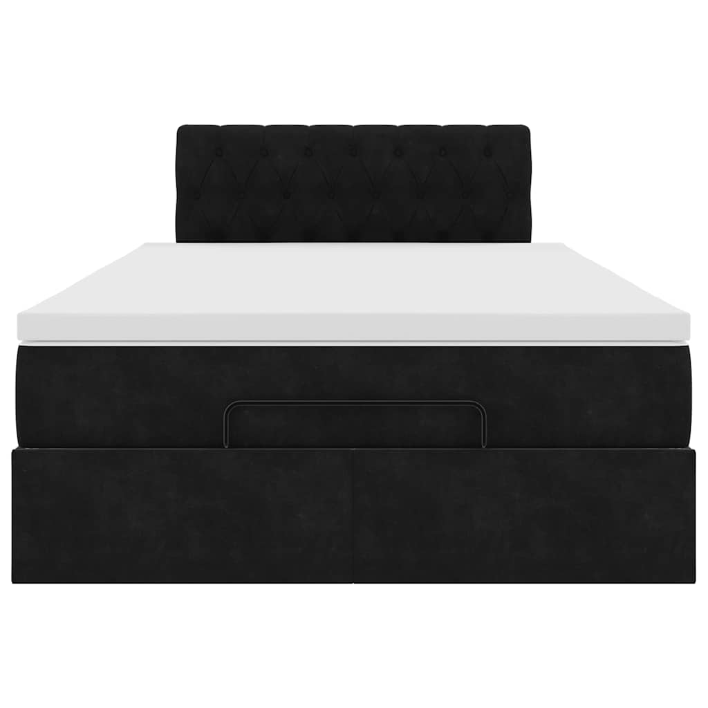 Cadre de lit ottoman avec matelas noir 120x200 cm velours