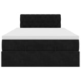 Cadre de lit ottoman avec matelas noir 120x200 cm velours