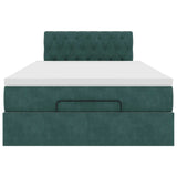 Cadre de lit ottoman avec matelas vert foncé 120x200 cm velours