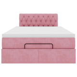 Cadre de lit ottoman avec matelas rose 120x200 cm velours