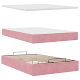 Cadre de lit ottoman avec matelas rose 120x200 cm velours