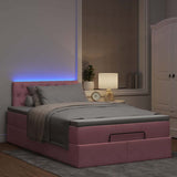 Cadre de lit ottoman avec matelas rose 120x200 cm velours