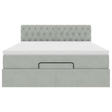 Cadre de lit ottoman et matelas gris clair 140x190 velours