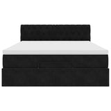 Cadre de lit ottoman avec matelas noir 140x190 cm velours