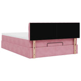 Cadre de lit ottoman avec matelas rose 140x190 cm velours