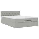 Cadre de lit ottoman avec matelas gris clair 140x200 cm velours