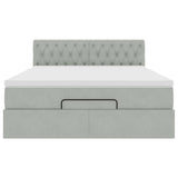 Cadre de lit ottoman avec matelas gris clair 140x200 cm velours