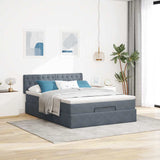 Cadre de lit ottoman avec matelas gris foncé 140x200 cm velours