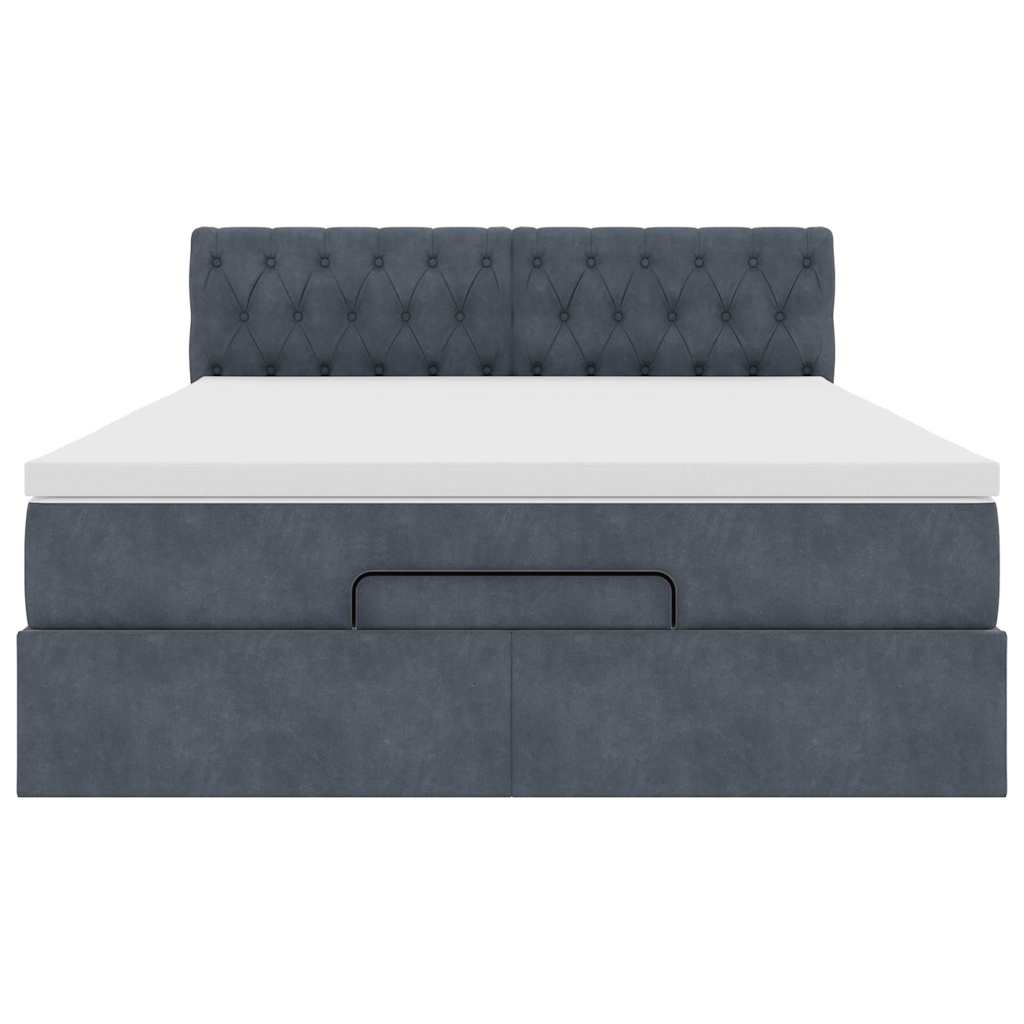 Cadre de lit ottoman avec matelas gris foncé 140x200 cm velours