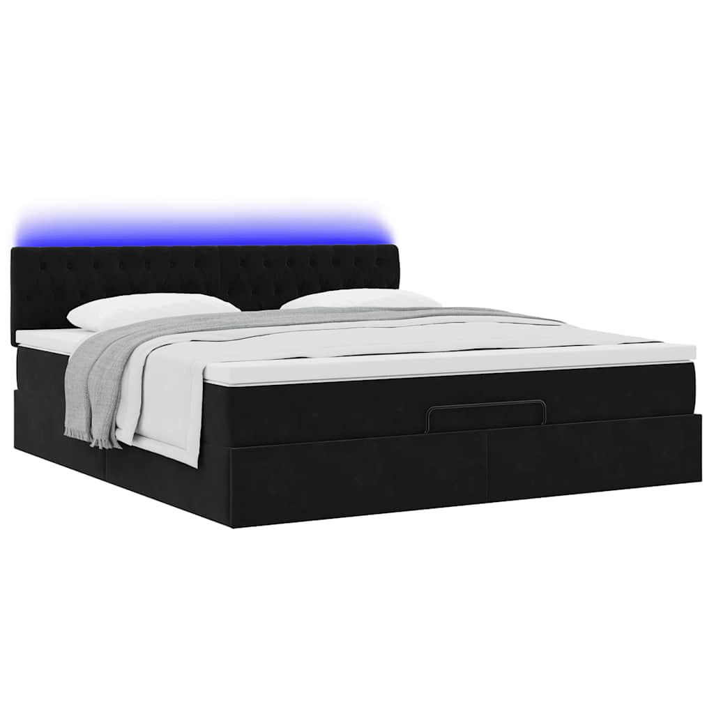 Cadre de lit ottoman avec matelas noir 160x200 cm velours