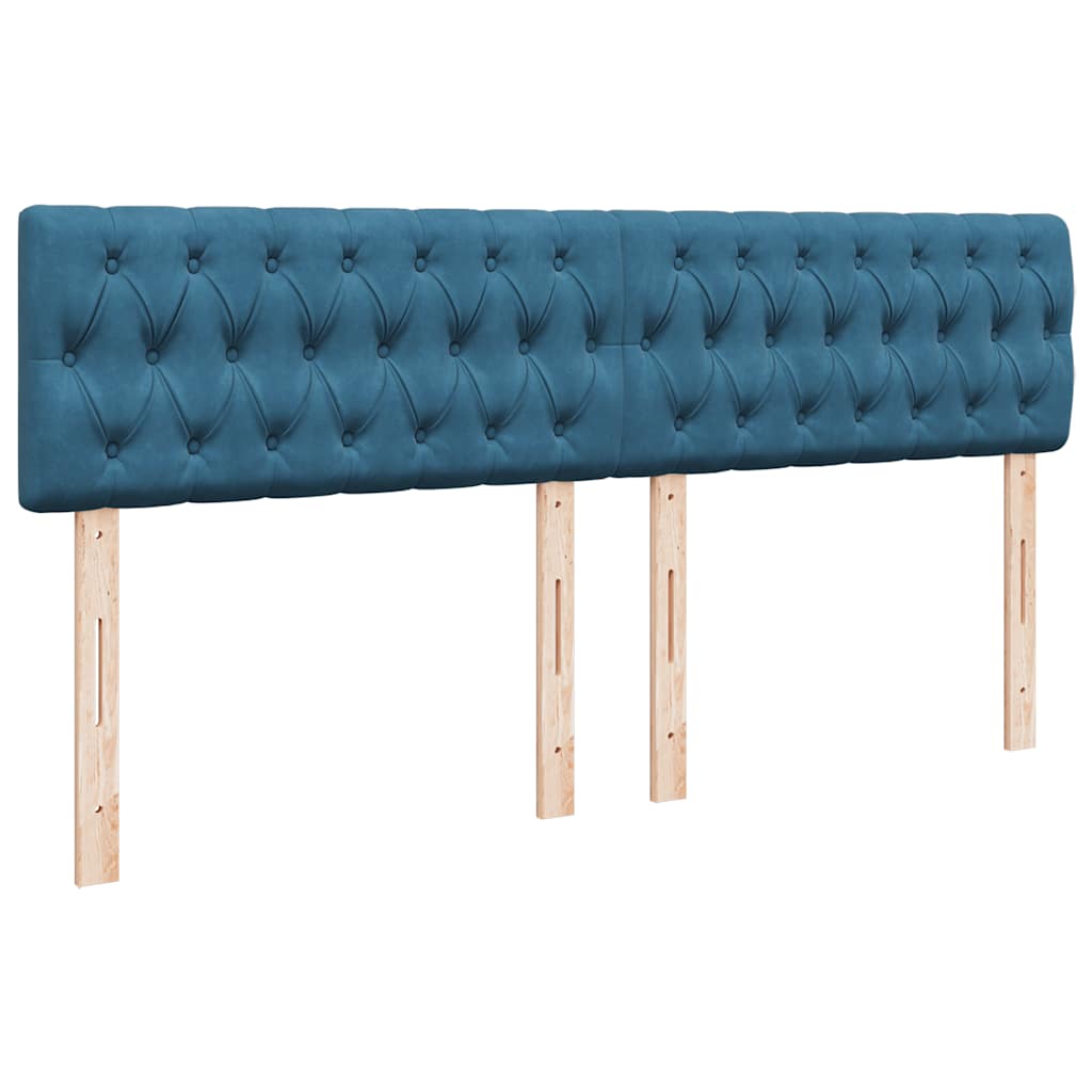 Cadre de lit ottoman avec matelas bleu foncé 160x200 cm velours