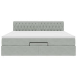 Cadre de lit ottoman avec matelas gris clair 180x200 cm velours