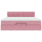 Cadre de lit ottoman avec matelas rose 200x200 cm velours