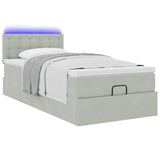 Ottoman bed frame with light gray mattress 80x200 cm velvet