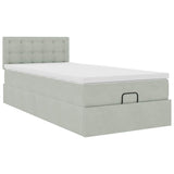 Cadre de lit ottoman avec matelas gris clair 80x200 cm velours