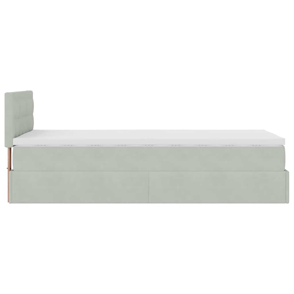 Cadre de lit ottoman avec matelas gris clair 80x200 cm velours