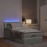 Ottoman bed frame with light gray mattress 80x200 cm velvet