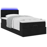 Cadre de lit ottoman avec matelas noir 80x200 cm velours