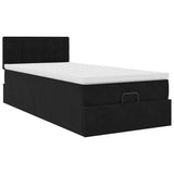 Cadre de lit ottoman avec matelas noir 80x200 cm velours