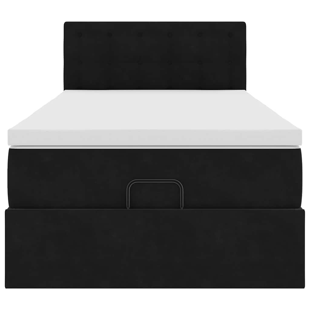 Cadre de lit ottoman avec matelas noir 80x200 cm velours