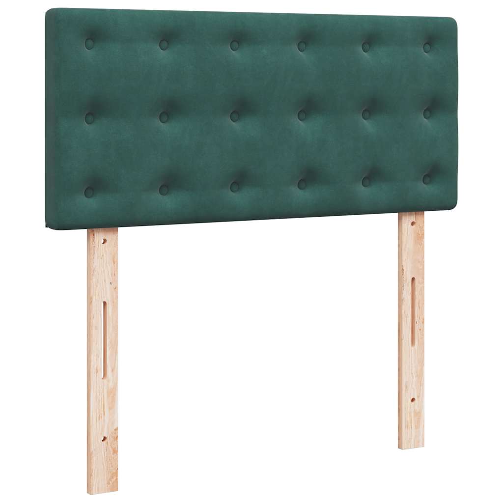 Ottoman bed frame with dark green mattress 80x200 cm velvet