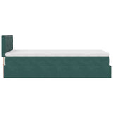 Ottoman bed frame with dark green mattress 80x200 cm velvet