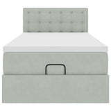 Cadre de lit ottoman et matelas gris clair 90x190 cm velours