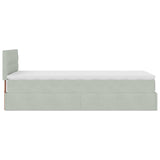 Cadre de lit ottoman et matelas gris clair 90x200 cm velours