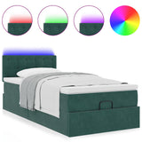 Cadre de lit ottoman avec matelas vert foncé 90x200 cm velours