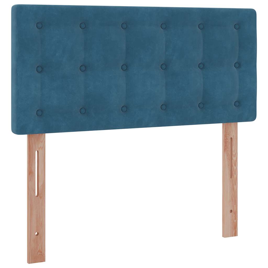 Cadre de lit ottoman avec matelas bleu foncé 90x200 cm velours