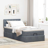 Cadre de lit ottoman avec matelas gris foncé 100x200 cm velours