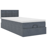 Cadre de lit ottoman avec matelas gris foncé 100x200 cm velours