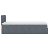 Cadre de lit ottoman avec matelas gris foncé 100x200 cm velours