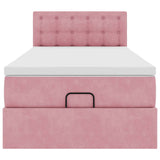 Cadre de lit ottoman avec matelas rose 100x200 cm velours