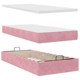 Cadre de lit ottoman avec matelas rose 100x200 cm velours