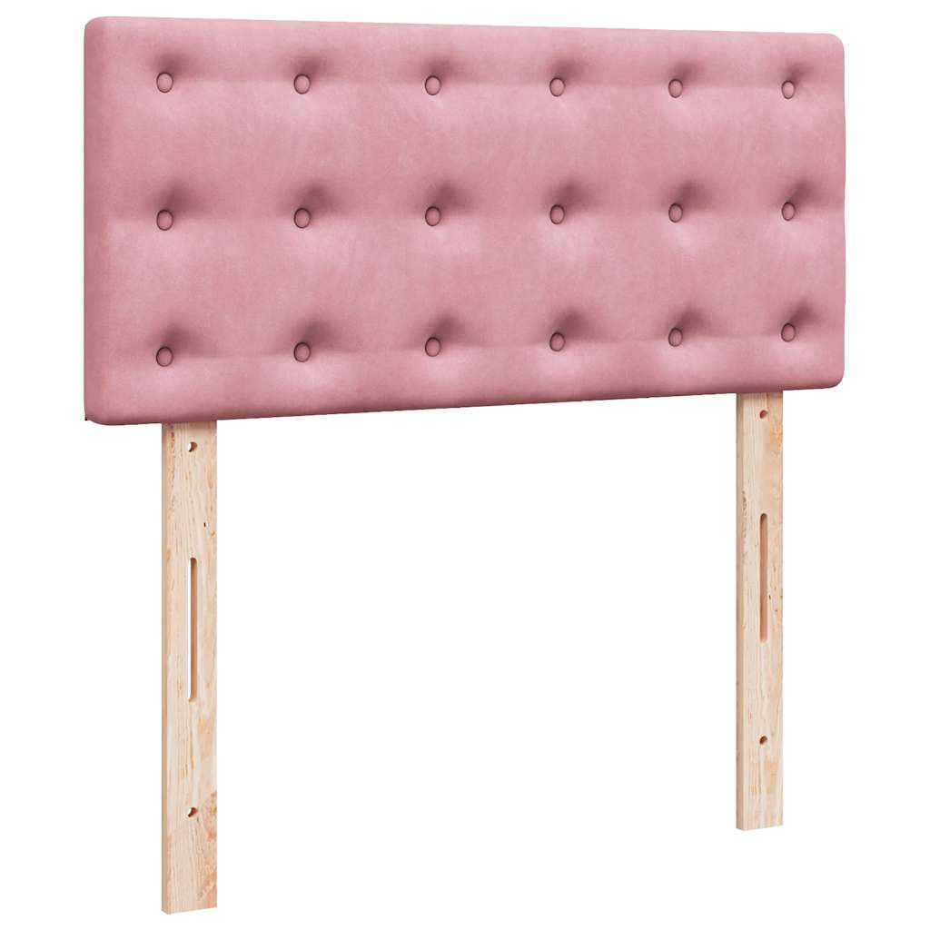 Ottoman bed frame with pink mattress 100x200 cm velvet