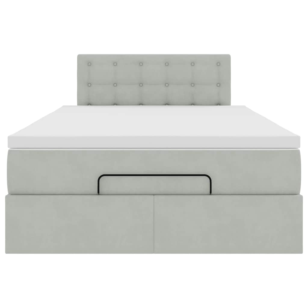 Cadre de lit ottoman avec matelas gris clair 120x190 cm velours